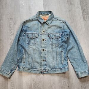 Vintage Levi's Standard Trucker Jacket Men Large 70507 Med Wash Blue Y2K Copper